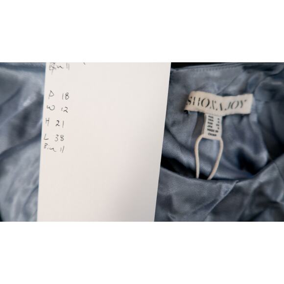 SHONA JOY La Lune Twist Front Cut Out Mini Dress Blue Silk Dress US 0 - Picture 10 of 10